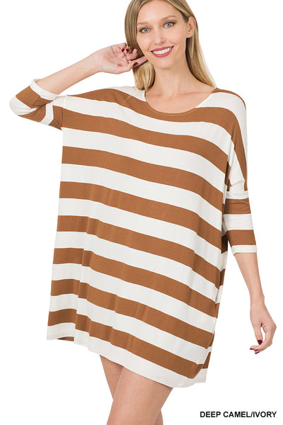 Almond Oversized Stripe Top