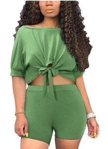 Green Front Tie 2pc Set